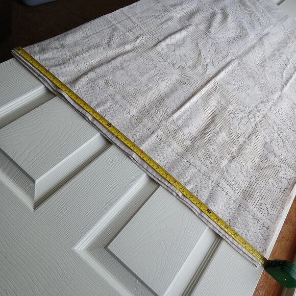 Artex Heritage Lace Tablecloth 96" x 60" ecru cream Vintage MCM polyester woven - Picture 11 of 13